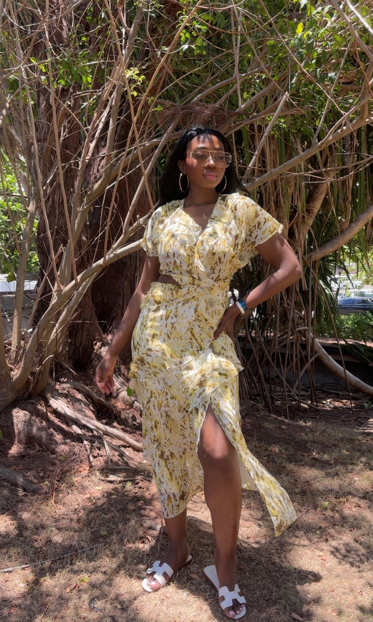 Snakeskin Ruffle Dress