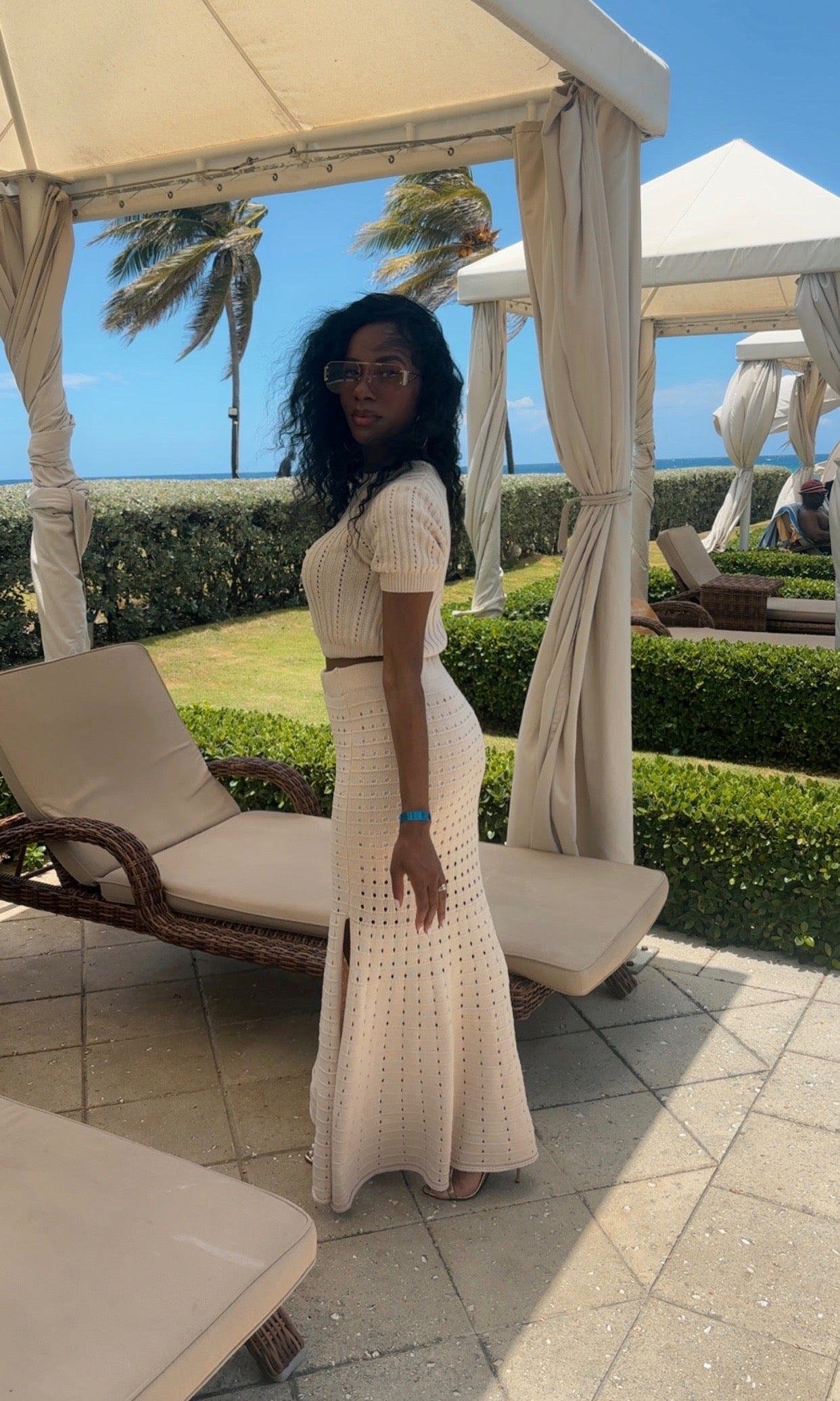 Summer Knit Matching Top And Skirt