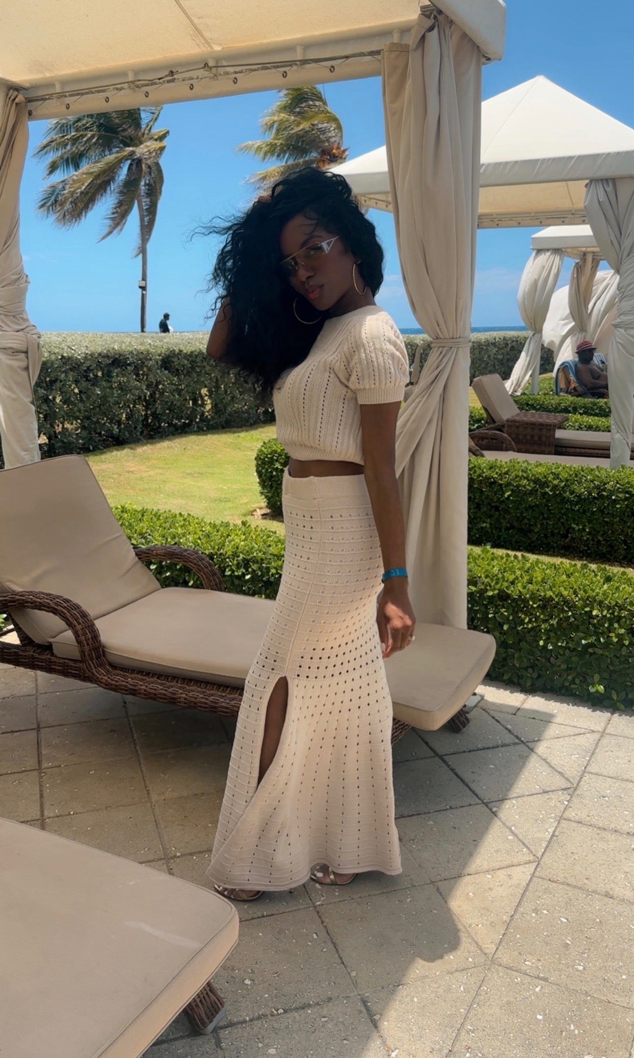 Summer Knit Matching Top And Skirt